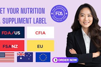 create fda, cfia, eu and fsanz compliant nutrition and supplement labels