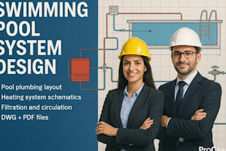 do swimming pool plumbing, heating, filtration system and mep hydraulic plans