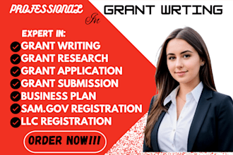 grant writing and submission, proposal, research, application, business plan