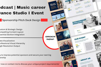 write and design your music career, podcast, dance studio sponsorship pitch deck