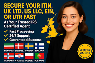 secure your itin, UK ltd, US llc, ein,  utr fast as your trusted irs certified