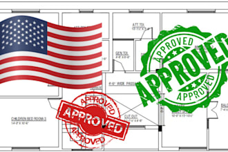 create floor plan pe stamped drawing permit set mep and city seal USA