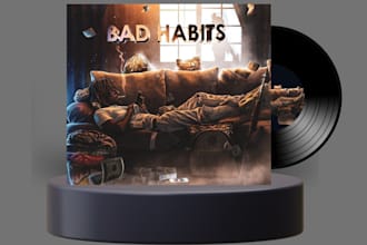 draw trendy hip hop rap cartoon album cover art, ep cover for spotify and more