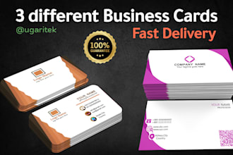 create 3 different business card design within 5 hours