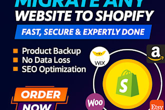 build shopify website, migrate wordpress website, wix to shopify migration