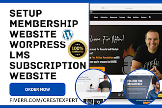 create membership website, wordpress lms website subscription website