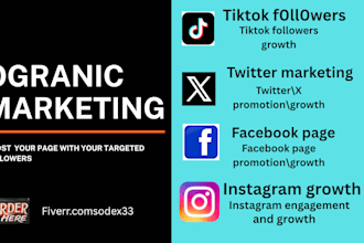 grow your followers on tiktok, facebook page instagram, twitter promotion