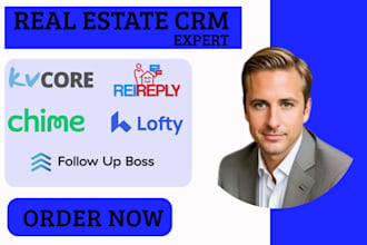 setup lofty CRM website, kvcore, chime, follow up boss, reireply, kv core