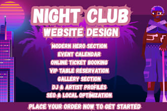 nightclub website, bar website, lounge website, dj website, event website