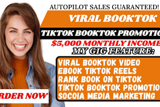 booktok and do viral rank video for amazon book or ebook for passive income