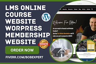 build lms website online course elearning website wordpress membership website