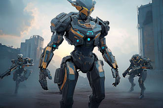 draw high quality robot, mecha concepts