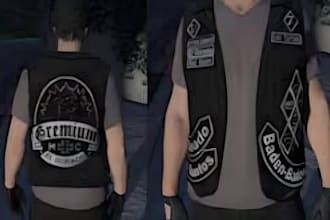 create fivem clothing ,mc kuttes with patches biker vest