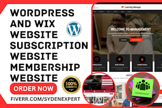 setup wordpress or wix subscription website, membership website payment method