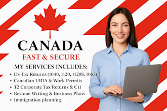 do lmia , work permit in canada, resume, business plan, t2 tax, c11