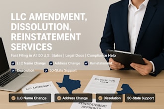 do llc amendment, dissolve llc, llc reinstatement, close ein and address change