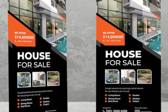 design gym flyer, fitness postcard, door hanger, banner, yard sign, rack card