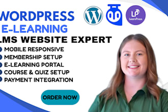 develop wordpress lms website,elearning website using learndash,tutor lms