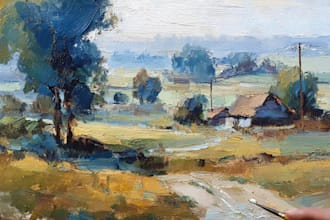 paint landscape in real oil painting