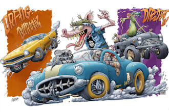 design ratfink cartoon in crazy and custom culture style