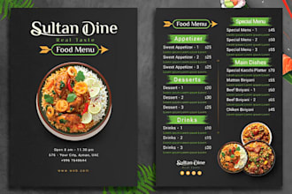 design restaurant bar cafe food menus, event menu cards, qr code food flyer logo