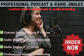 in 24hrs, create and produce jingles intro and outro for your podcast, radio, yt
