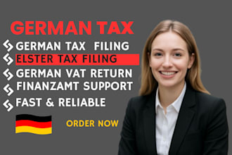 assist with german tax return, income tax return, vat return, corporate tax need