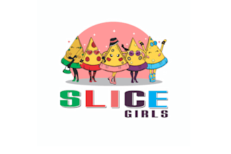 design slice girls playful pizza brand women logo