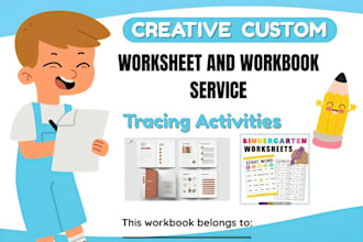 design custom worksheets and activity book for school kids and student workbook