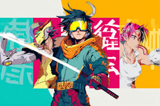draw cyberpunk pop art anime characters