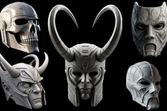 custom 3d mask  3d model mask oni mask 3d helmet cosplay model for 3d printing