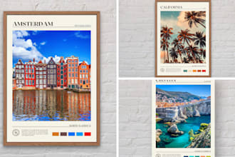 design retro poster wall art print, aesthetic city map typography etsy ebay art