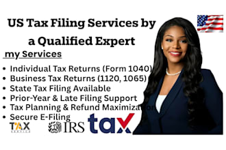 prepare and efile US tax returns for individual and business 1040, 1120, 1065