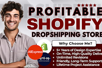 build profitable auto ds or aliexpress shopify dropshipping pet or fashion store