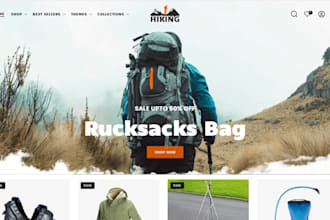 design hiking product shopify store camping product store hiking product website