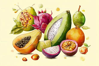 draw realistic illustrations of flowers, plants, fruits, etc
