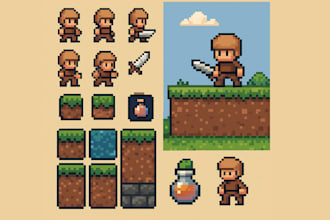 create pixel art animation, sprite sheet, icon, tileset and character