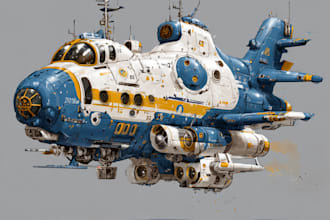 design spaceship, sci fi illustration and sci fi art in my  style