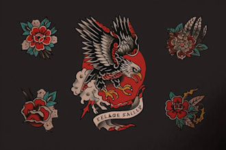 create old school or traditional tattoo style design