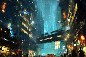 do cyberpunk futuristic city art