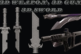 sculpt printable 3d weapon 3d sword 3d gun 3d helmet weapon assets cosplay model