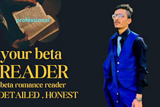 beta read,edit,critique and provide feedback to  your novel,manuscript and books