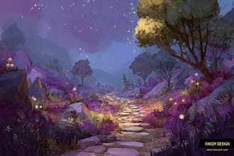 design 2d game concept art background and environment