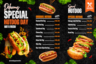 design menu card, food and restaurant menu and price list