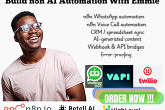 build n8n ai automations for whatsapp, voice call, CRM and custom workflows
