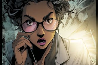 illustrate graphic novel superhero comic page panel character