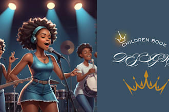 illustrate cute cartoon african american children story book