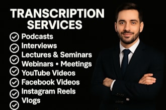 transcribe audio, video and provide transcription services in 3 languages