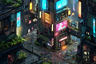 create cyberpunk city any style for any project