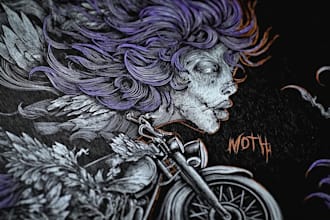 do an brutal, dark, horror, metal art illustration